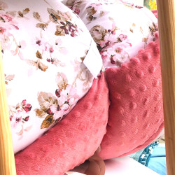 Βρεφικό κουβερτοπάπλωμα minky διπλής όψης με σχέδιο λουλούδια ροζ